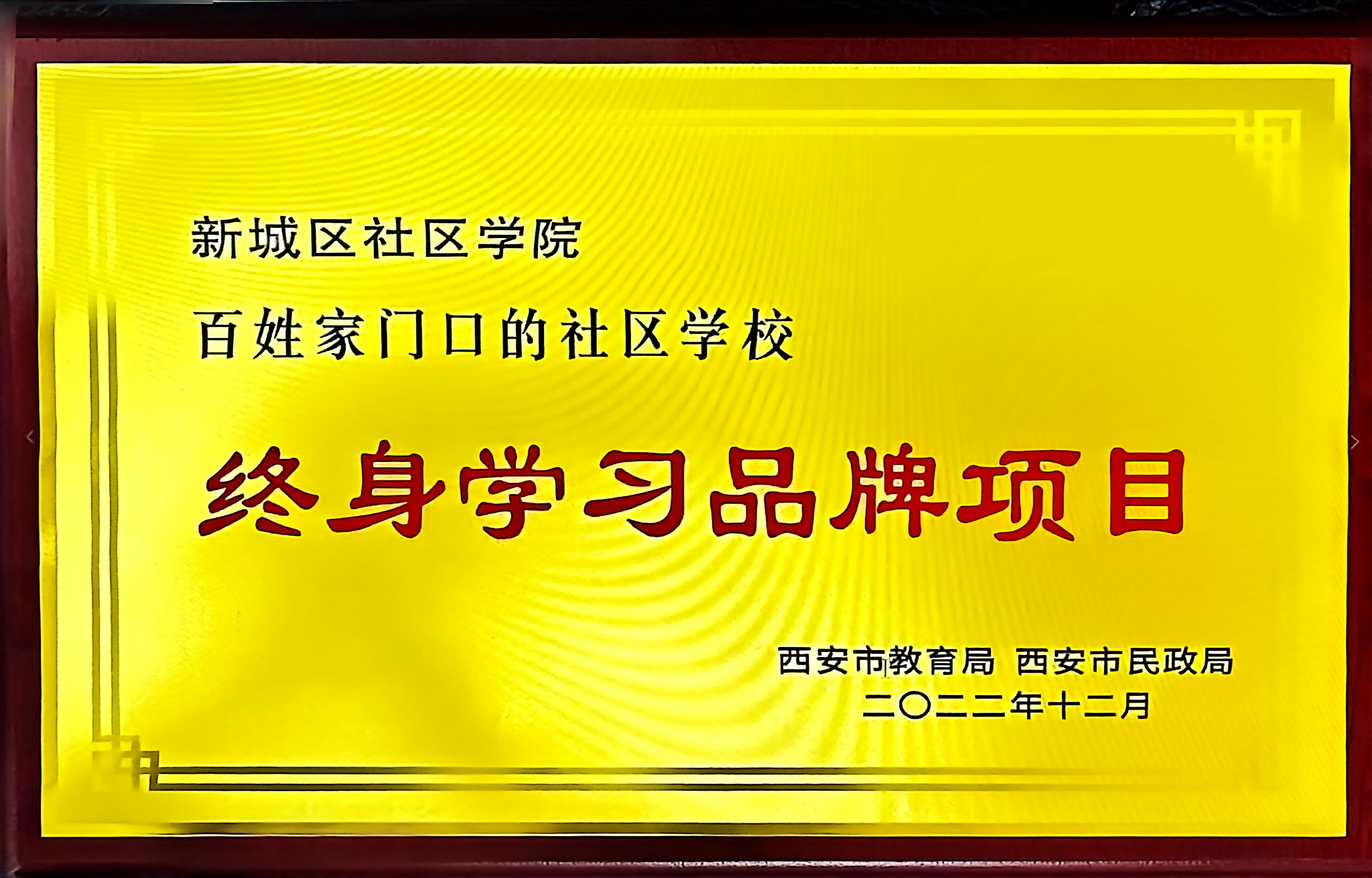 2022年新城区社区学院百姓家门口的社区学校终身学习品牌项目